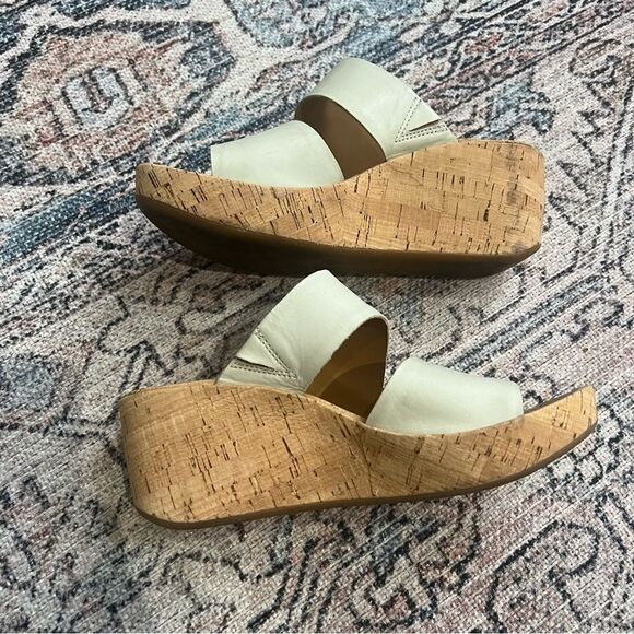 Korks Leather and Cork Wedge Sandal Tan Neutral Size 40.5 Women’s 9 Shoes - Picture 5 of 9